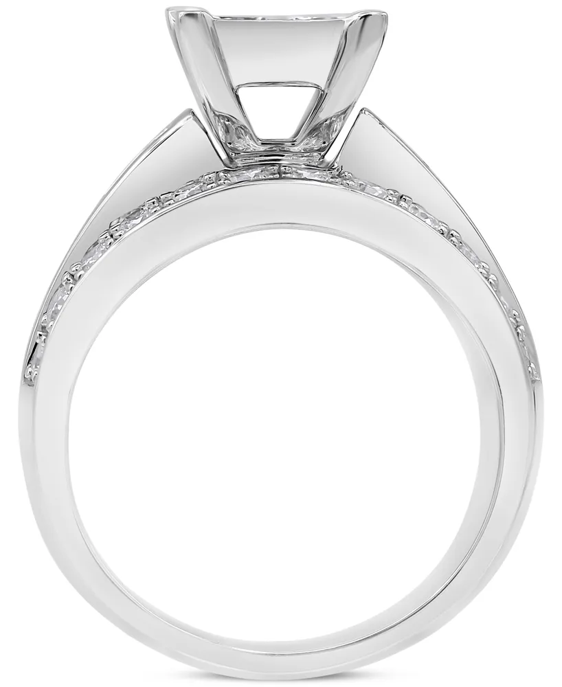 Diamond Princess Cluster Channel-Set Engagement Ring (3 ct. t.w.) in 14k White Gold