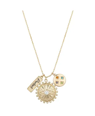 Unwritten Multi Crystal Protect Charm Pendant Necklace