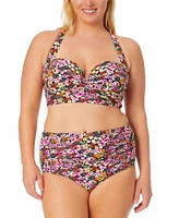 Salt Cove Plus Trendy Plus Size Ditsy Print X Back Bikini Top Bottoms Created For Macys