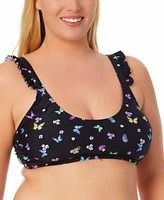 Salt + Cove Plus Butterfly-Print Ruffled Bikini Top, Created for Macy's