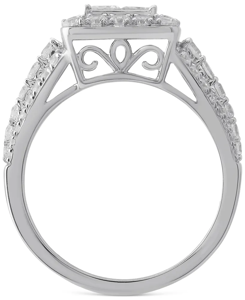 Diamond Princess Halo Bridal Set (1-1/2 ct. t.w.) in 14k White Gold