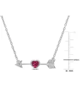 Lab-Grown Ruby (1/3 ct. t.w.) & Lab-Grown White Sapphire Heart & Arrow 18" Pendant Necklace in Sterling Silver