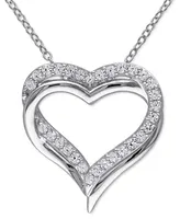 Lab-Grown White Sapphire Heart 18" Pendant Necklace (5/8 ct. t.w.) in Sterling Silver