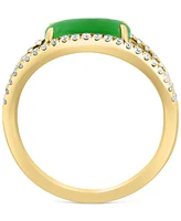 Effy Dyed Green Jade & Diamond (1/4 ct. t.w.) Openwork Ring in 14k Gold