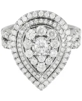 Diamond Teardrop Halo Cluster Engagement Ring (2 ct. t.w.) in 14k White Gold