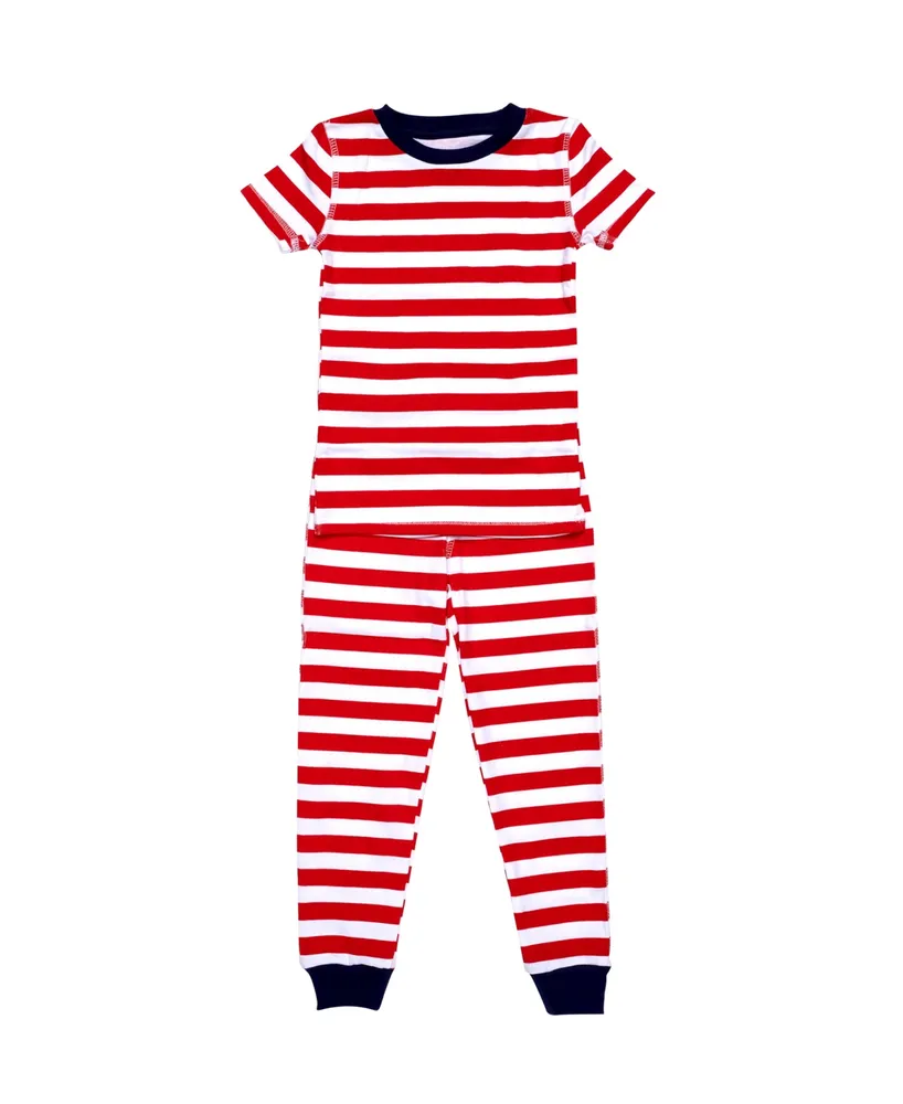 Pajamas for Peace Love Stripe Little Boys and Girls 2-Piece Pajama Set
