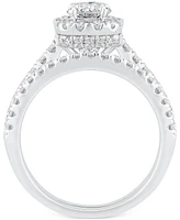 Diamond Halo Bridal Set (1-1/2 ct. t.w.) in 14k White Gold
