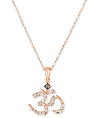 Le Vian Nude Diamond (1/4 ct. t.w.) & Chocolate Diamond Accent Om Symbol Pendant Necklace in 14k Rose Gold, 18" + 2" extender