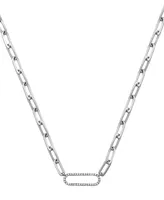 Effy Diamond Oval Link Paperclip 18" Chain Necklace (1/8 ct. t.w.) in Sterling Silver