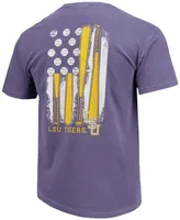 Men's Purple Lsu Tigers Baseball Flag Comfort Colors T-shirt