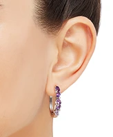 Amethyst (2 ct. t.w.) & White Topaz (1/10 ct. t.w.) Small Hoop Earrings in Sterling Silver, 1"