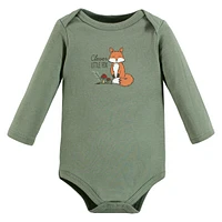 Hudson Baby Boys Cotton Long-Sleeve Bodysuits, Forest Fox, 9-12 Months