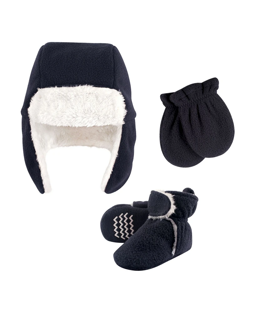 Hudson Baby Baby Boys Hudson Trapper Hat, Mitten and Bootie Set, Navy