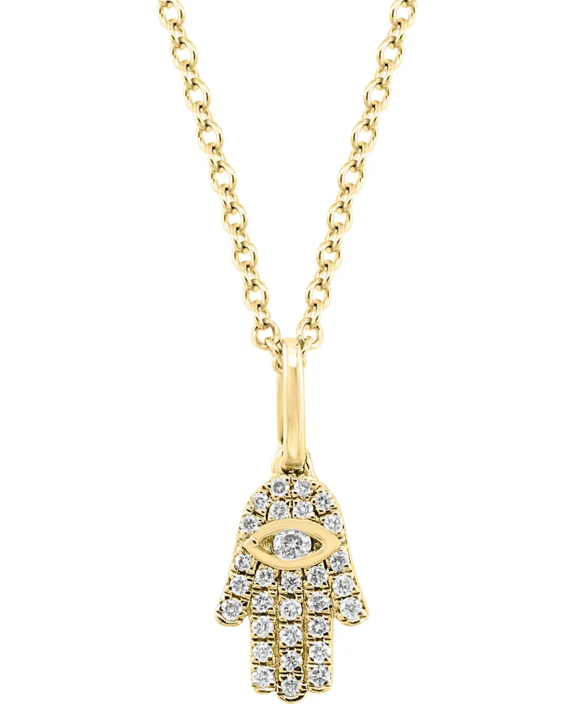 Effy Diamond Pave Hamsa Hand 18" Pendant Necklace (1/10 ct. t.w.) Sterling Silver or 14k Gold-Plated
