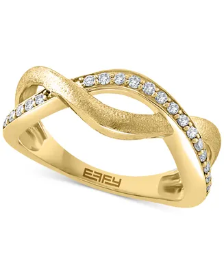 Effy Diamond Crossover Ring (1/5 ct. t.w.) in Sterling Silver or 14k Gold-Plated Sterling Silver - Gold
