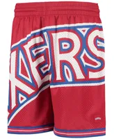 Big Boys Red Philadelphia 76Ers Hardwood Classics Throwback Face Mesh Shorts