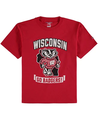 Big Boys Red Wisconsin Badgers Strong Mascot T-shirt