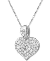 Black Diamond (1/2 ct. t.w.) & White Diamond (1/2 ct. t.w.) Reversible Pave Heart 18" Pendant Necklace in 14k White Gold