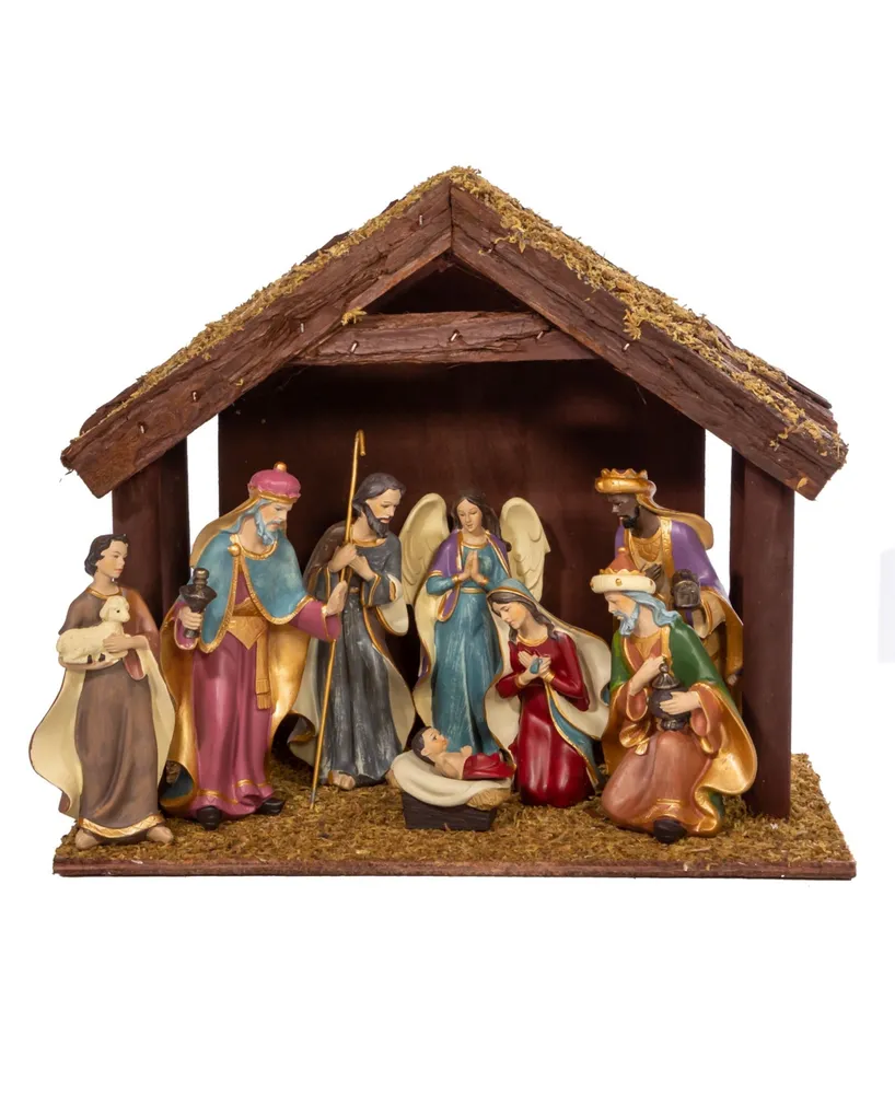 Kurt Adler 6.25" Nativity with 11" Stable 8 Piece Set