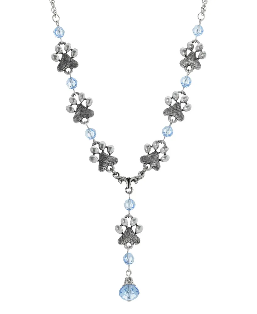 2028 Sapphire Beaded Paw Necklace