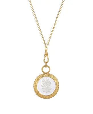2028 Antique Eintaglio Stone Necklace - Gold