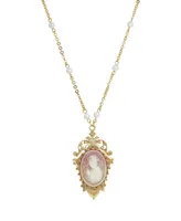 2028 Gold-Tone Carnelian Cameo Necklace