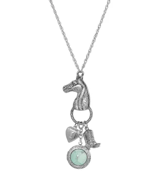 2028 Horse Head with Heart and Boot Charm Necklace