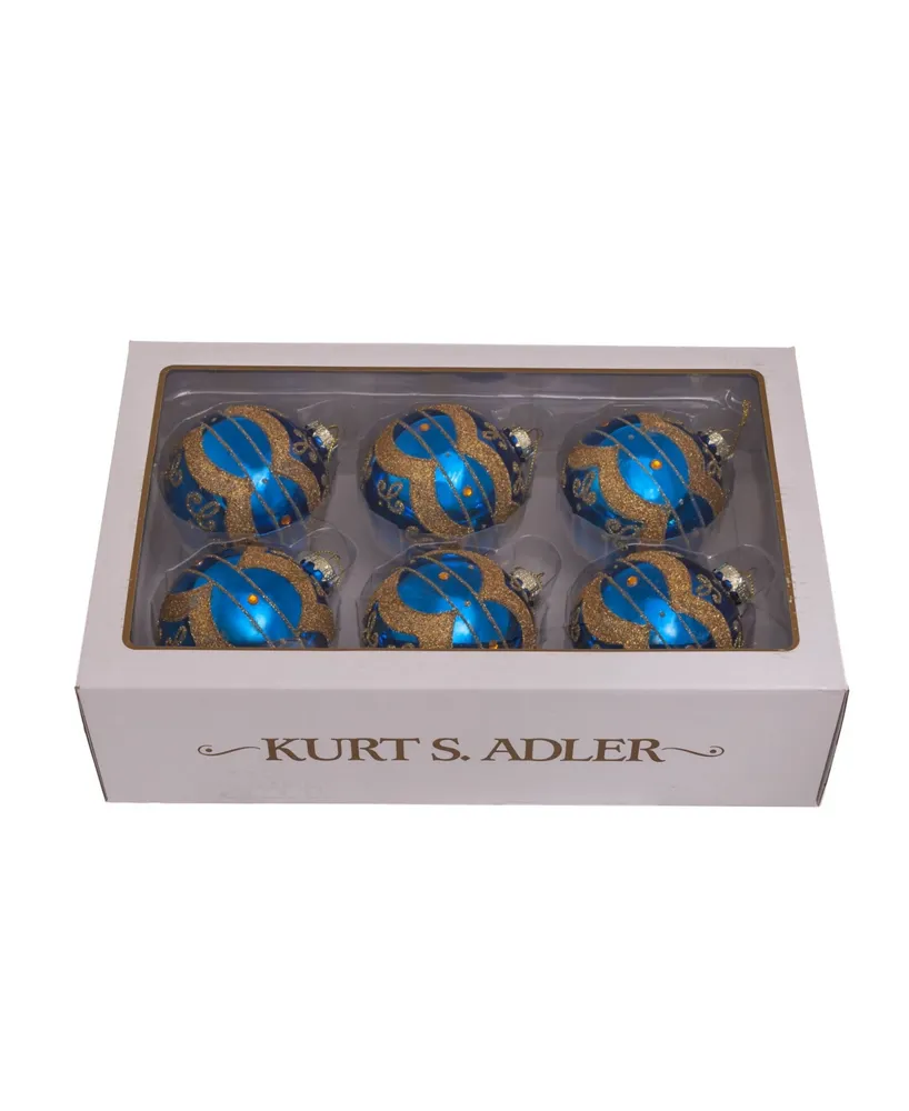 Kurt Adler 80 Mm Shiny Glass Ball 6 Piece Set