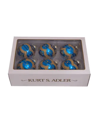 Kurt Adler 80 Mm Shiny Glass Ball 6 Piece Set