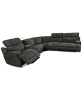 Sebaston -Pc. Fabric Sectional with Power Motion Recliners and 1 Usb Console