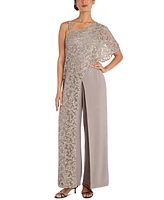 R & M Richards One-Shoulder Lace Jumpsuit