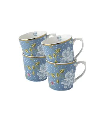 Laura Ashley Heritage Collectables 10 Oz Seaspray Uni Mugs in Gift Box, Set of 4