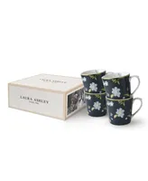 Laura Ashley Heritage Collectables 17 Oz Midnight Uni Mugs in Gift Box, Set of 4