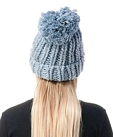 Marcus Adler Women's Luxe Chunky Knit Pom Cuffed Beanie