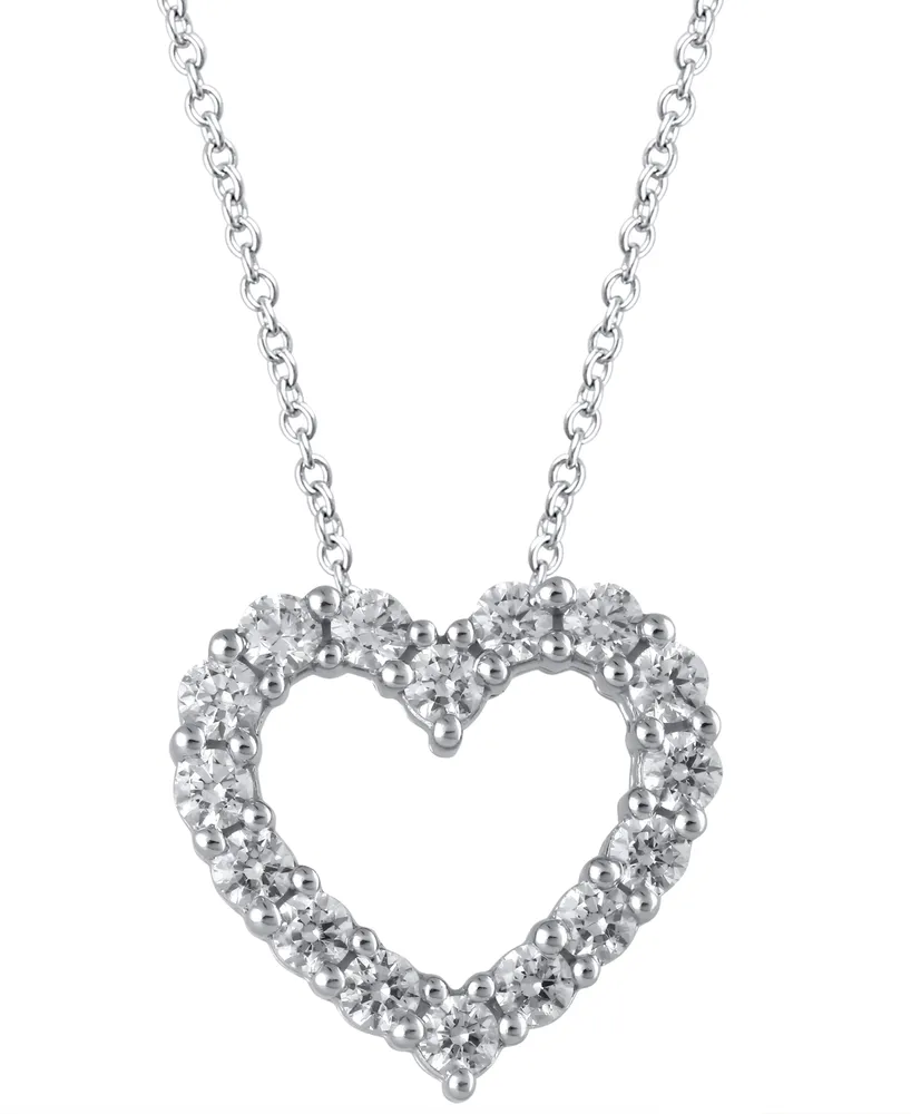 Diamond Heart 18" Pendant Necklace (1/2 ct. t.w.) in 14k White Gold