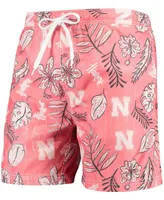 Men's Scarlet Nebraska Huskers Vintage-Like Floral Swim Trunks