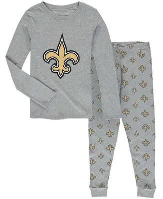 Little Boys Heathered Gray New Orleans Saints Long Sleeve T-shirt Pants Sleep Set
