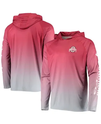 Men's Scarlet Ohio State Buckeyes Terminal Tackle Omni-Shade Upf 50 Long Sleeve Hooded T-shirt