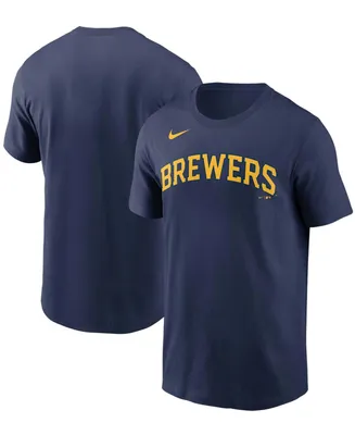 Men's Nike Navy Milwaukee Brewers Team Wordmark T-shirt