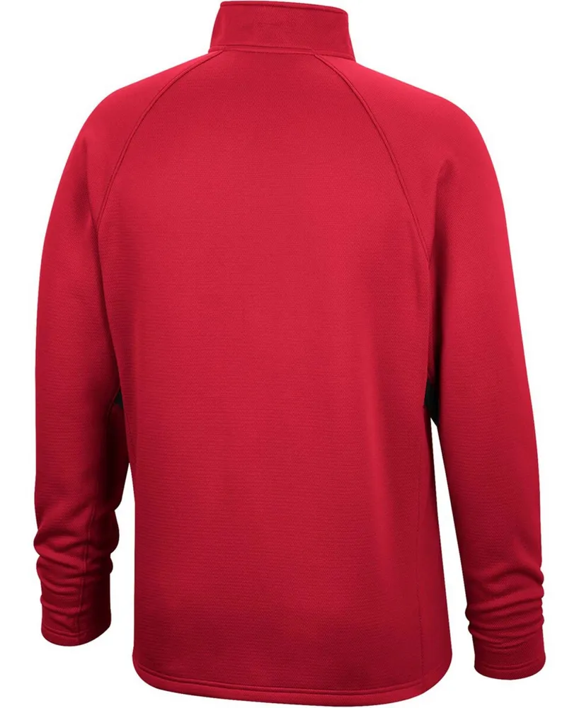 Men's Crimson and Black Oklahoma Sooners Color Blocked Martis Raglan Quarter-Zip Jacket