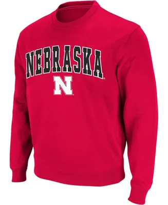 Men's Scarlet Nebraska Huskers Arch Logo Crew Neck Sweatshirt