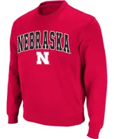 Men's Scarlet Nebraska Huskers Arch Logo Crew Neck Sweatshirt