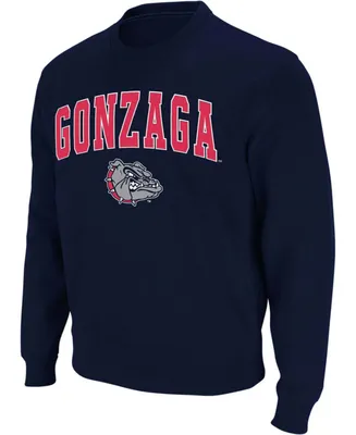 Men's Navy Gonzaga Bulldogs Arch Logo Crew Neck Sweatshirt