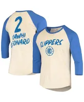 Men's Kawhi Leonard Cream and Royal La Clippers Raglan 3/4 Sleeve T-shirt