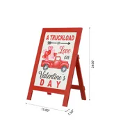 Glitzhome 24" Valentine's Wooden Truck Porch Sign and Standing Decor