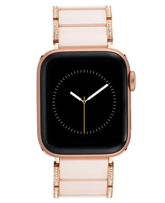 Anne Klein Women's Blush Ceramic and Crystals Bracelet Compatible with 38/40/41mm Apple Watch