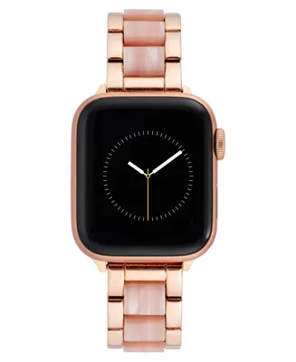 Anne Klein Women's Rose Gold-Tone Alloy and Pink Acetate Bracelet Compatible with 42/44/45/Ultra/Ultra 2 Apple Watch