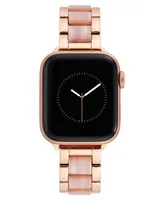 Anne Klein Women's Marbleized Pink Acetate and Rose Gold-Tone Alloy Metal Bracelet designed for Apple Watch 42mm (Series 1-3 only) & 44/45/46/49mm (Ul