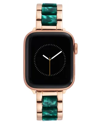 Anne Klein Women's Marbleized Acetate and Rose Gold-Tone Alloy Metal Bracelet designed for Apple Watch 42mm (Series 1