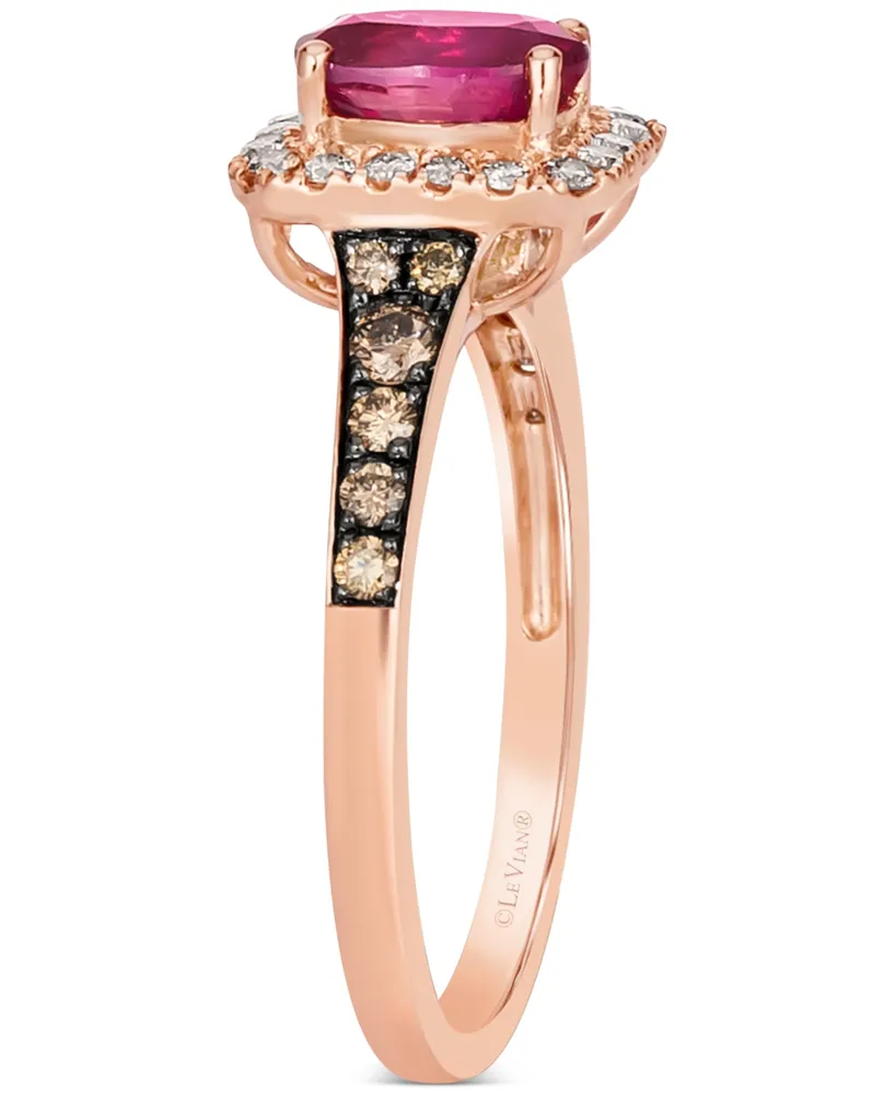 Le Vian Passion Ruby (3/4 ct. t.w.) & Diamond (1/2 ct. t.w.) Halo Ring in 14k Rose Gold